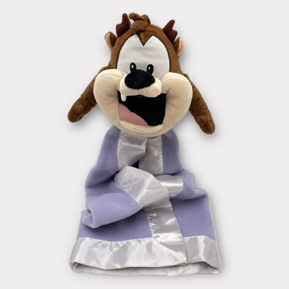 Six Flags Looney Tunes Tasmanian Devil Taz Purple Satin Lovey Security Blanket